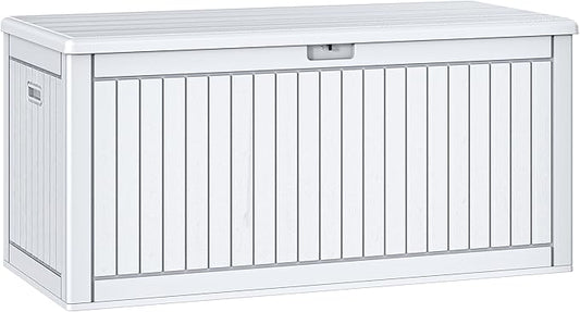 YITAHOME 260 Gallon Extra Large Deck Box, Double-Wall Resin Outdoor Storage Box with Flexible Divider for Patio Cushions Pool Supplies Garden Tools, 1000lbs Load Capacity, Lockable&Waterproof (White)