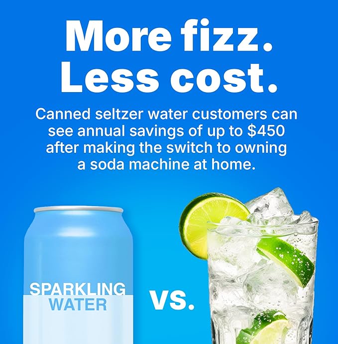 Soda Sense 60L CO2 Exchange Canister - 2 Pack, Threaded Style - Compatible with All 'Screw-In' Soda/Sparkling Water Makers, Including SodaStream BLUE Cylinder Models, Ninja Thirsti, Philips & More