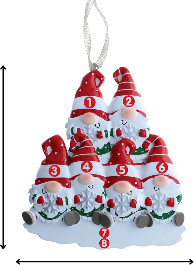 2025 Family Christmas Ornament – Personalized Ornament for Families – Custom Gnome Family Ornament – Holiday Tree Decoration Keepsake Gift (Family of 6)