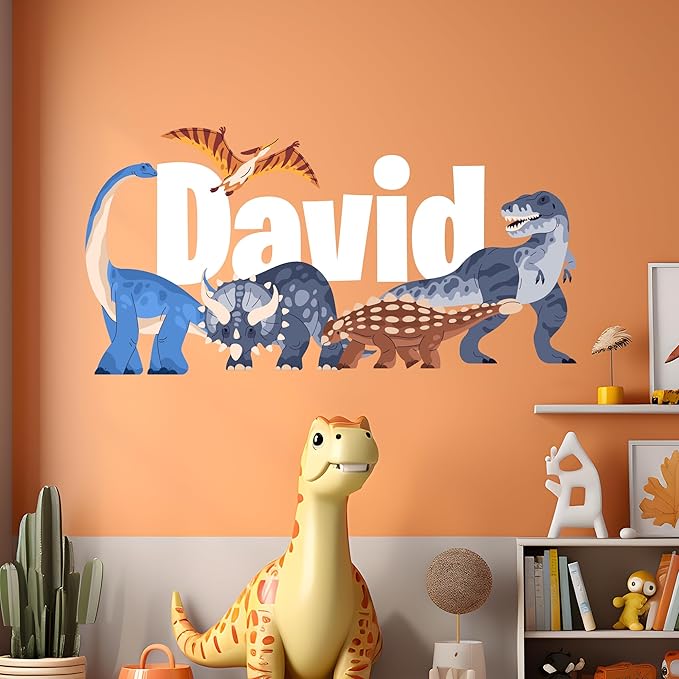 CRYPTONITE Custom Stickers Name for Dinosaur Decorations I Dinosaur Room Decor for Boys I Custom Vinyl Stickers for Dinosaur Wall Decor I Name Wall Decal for Bedroom Decor I Multiple Size Options