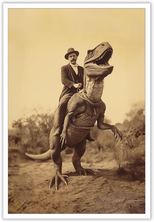 Generic Goth Decor Antiqued Wicca Art Poster Dark Academy Dinosaur And Cowboy Canvas Wall Art Horror Posters Spooky Indoor Art Family Bedroom Office Space Decor 12X16inch Unframed