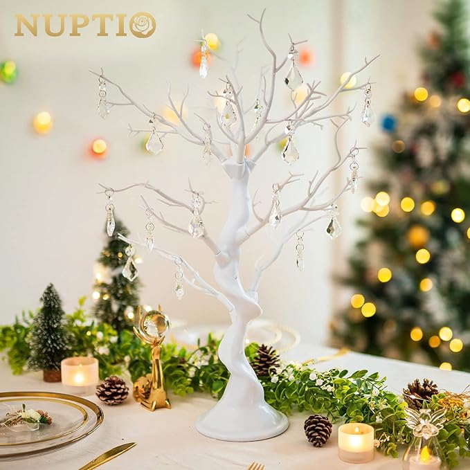 Nuptio White Christmas Tree Branch Artificial 22.8 inch Tall Manzanita Tree Centerpiece Wedding Centerpieces for Tables, Decorative Ornament Display Tree Branches for Decoration Weddings (1 Pc)