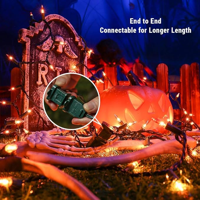 BrizLabs Orange Halloween Lights, 69.6FT 300 Count Halloween String Lights Linkable, UL Certified Orange Light String, Mini Incandescent Light Set for Indoor Outdoor Christmas Fall Thanksgiving Tree