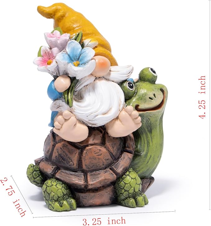 Hodao Spring Garden Gnome Decoration Flower Animal Ornaments Decor Gifts Spring Gnomes for Garden Decorations Summer Elf Figurine Gifts for Mom Outdoor Decor (Yellow)