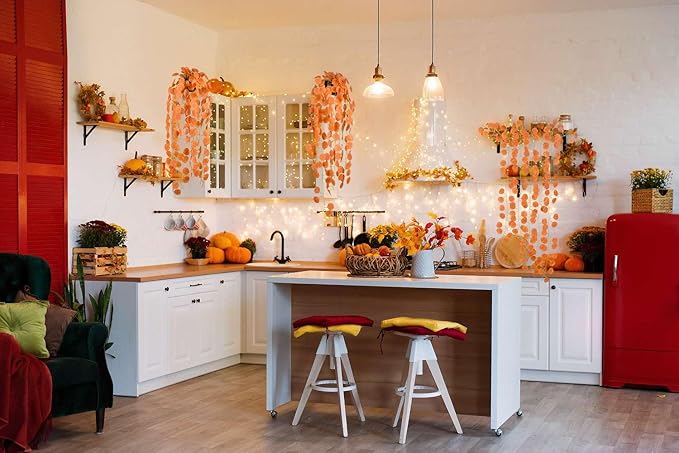 DearHouse 86 Feet 12 Strands Artificial Eucalyptus Leaf Plants Fall Garland Vine Hanging Eucalyptus Garland Thanksgiving Decor for Home Kitchen Wedding Wall Decor