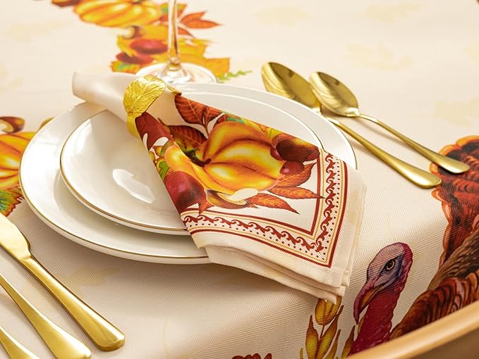 YiHomer Fall Thanksgiving Tabletop Collection for Kitchen Dining Decoration Parties Harvest, Harvest Party, Napkin Set, 20 x 20