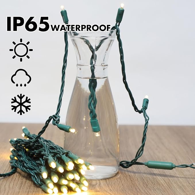 600LED (12pk of 50L) String Lights,Twinkle, LED Christmas Lights, 6" SPACING,Green Wire,Warm White