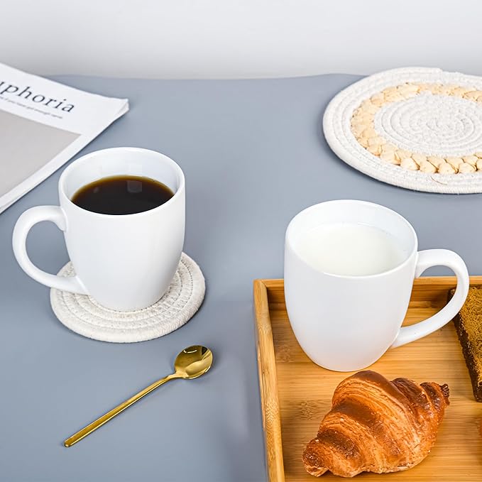 16oz Coffee Mugs Set of 6, Large Ceramic Modern Coffee Mugs With Handle For Tea,Latte,Cappuccino,Cocoa. Dishwasher.Microwave Safe (Matte White)