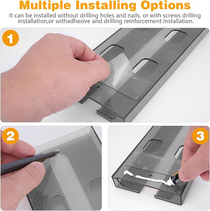 4 Pcs Wine Glass Holder Under Cabinet,Plastic Stemware Rack Punch-free Hanger Under Counter for Bar,Kitchen and Restaurant(Grey)