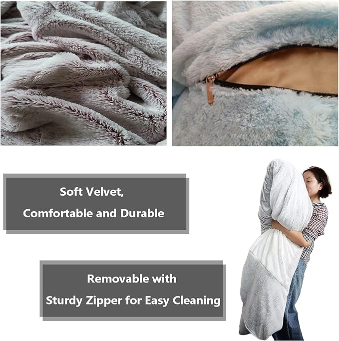 Big Huge Giant Bean Bag Chair for Adults, (No Filler) Bean Bag Chairs in Multiple Sizes and Colors Giant Foam-Filling Required- Machine Washable Covers, Double Stitched Seams (Gray 1,7FT)