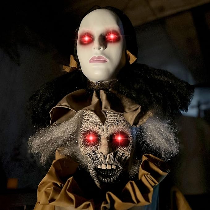 Haunted Hill Farm Lifesize Animatronic Scary Haunted Woman with Touch Activated Lights and Sound, Battery-Operated Indoor or Covered Outdoor Halloween Decoration