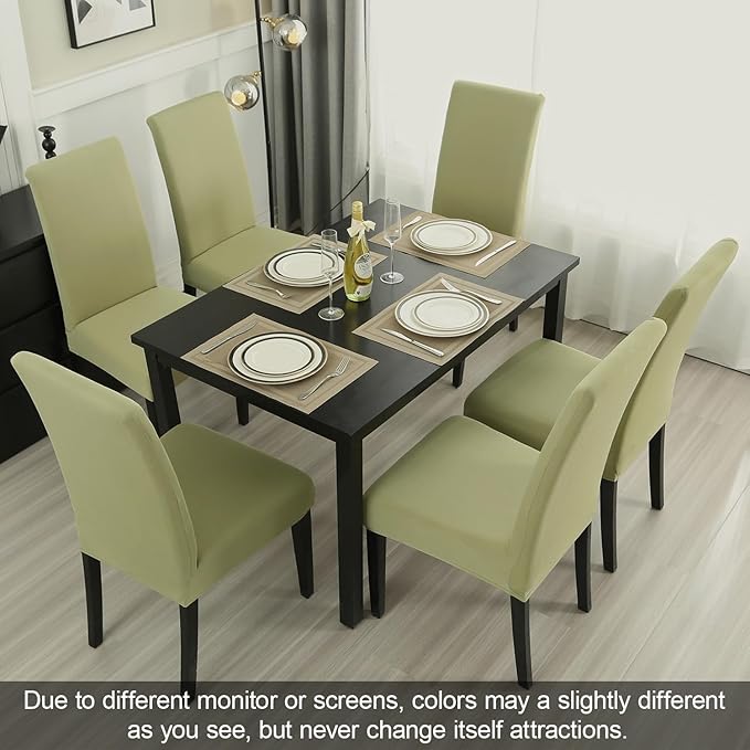 JQinHome Sage Green Chair Covers for Dining Room Set of 2, High Stretch Removable Washable Parsons Chair Slipcover for Home Party Hotel Wedding Ceremony (2PCS,Sage Green)