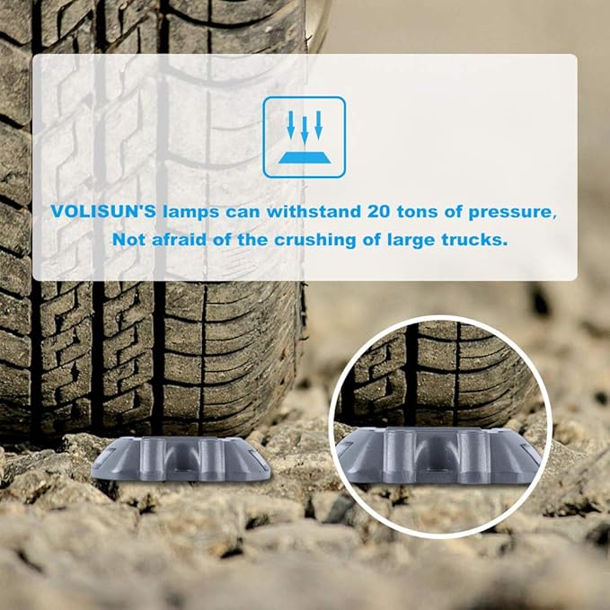 VOLISUN Solar Deck Lights Driveway Dock Lights, 12-Pack Led IP67 Waterproof Outdoor Warning Step Lights for Driveway Sidewalk Garden Pathway Yard(White)