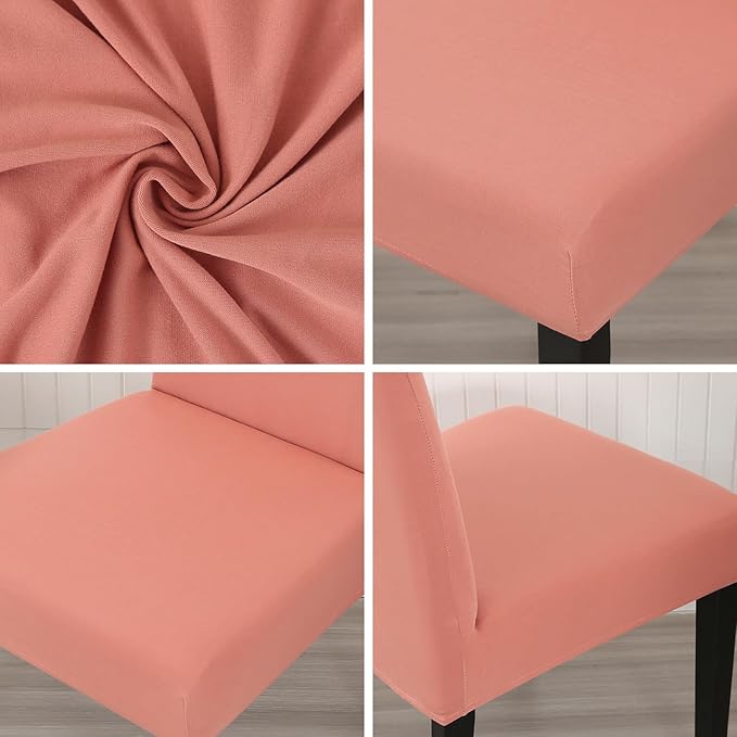 JQinHome Terra Cotta Chair Covers for Dining Room Set of 4, High Stretch Removable Washable Parsons Chair Slipcover for Home Party Hotel Wedding Ceremony (4PCS,Terra Cotta)