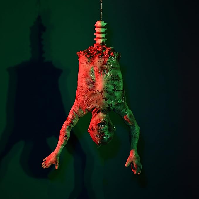 AW 37" Halloween Half Body Prop Skinned Hanging Corpse Torso Haunted House Party Indoor Outdoor Decoration 2025