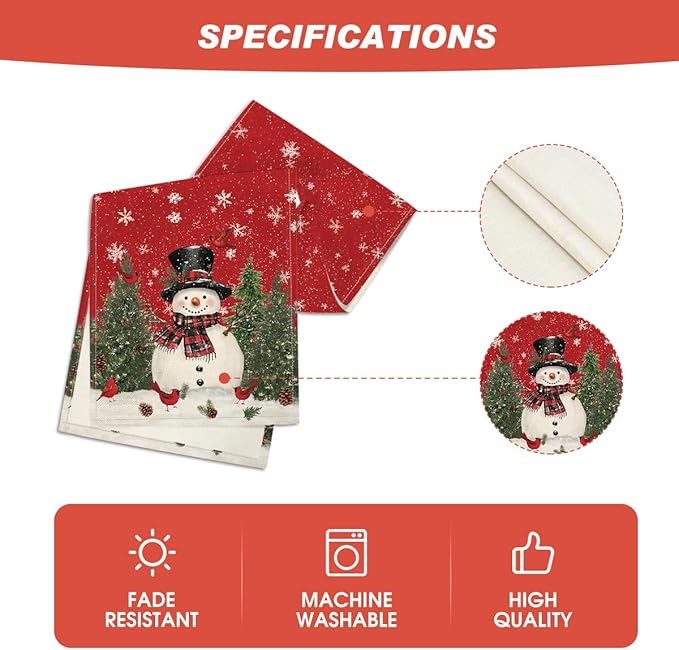 Artoid Mode Snowman Trees Snowflakes Christmas Table Runner, Seasonal Winter Xmas Holiday Kitchen Dining Table Decoration for Indoor Outdoor Home Party Decor 13 x 90 Inch