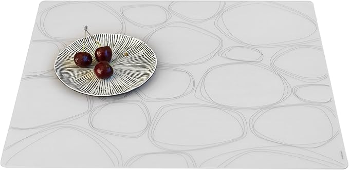 modern-twist Pebbles Print-100% Plastic Free Silicone Tabletop, Dining, Decoration, Modern Design, Placemat Rectangle, Black