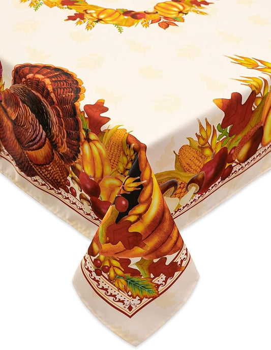 YiHomer Fall Thanksgiving Tabletop Collection for Kitchen Dining Decoration Parties Harvest, Harvest Party, Tablecloth, 52 x 52 Square