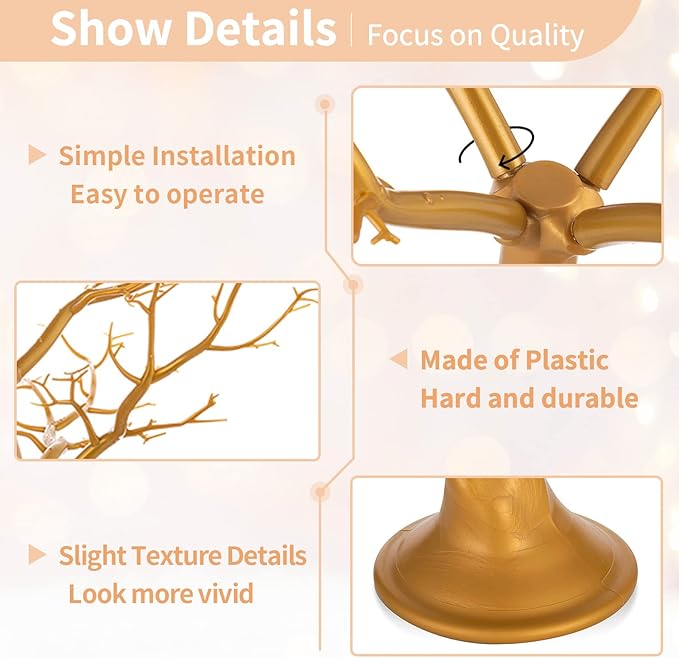 Nuptio Gold Christmas Tree Branch Artificial 22.8 inch Tall Manzanita Tree Centerpiece Wedding Centerpieces for Tables, Decorative Ornament Display Tree Branches for Decoration Weddings (1 Pc)