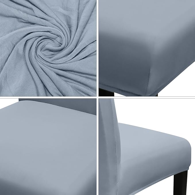 JQinHome 4 Pcs Dining Chair Slipcover, High Stretch Removable Washable Chair Seat Protector Cover for Home Party Hotel Wedding Ceremony(Light Grey)