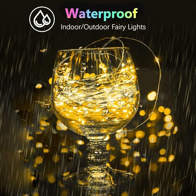 6 Pack Fairy Twinkle Lights Battery Operated, 3 Pack Cool Whie & 3 Pack Warm White Each 20FT 60 LED Waterproof Outdoor Christmas String Light, Fairy Light with Timer for Christmas Decorations