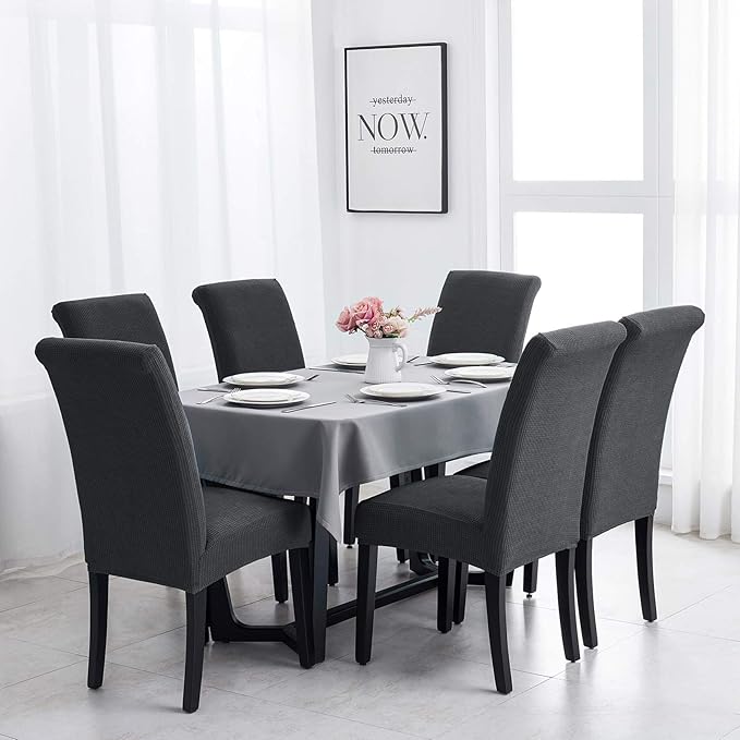 Joccun Chair Covers for Dining Room Set of 2,Dining Chair Slipcover Stretch Dining Room Chair Covers Seat Protector,Washable Parsons Chair Cover for Home,Banquet(Dark Gray,2 Pack)
