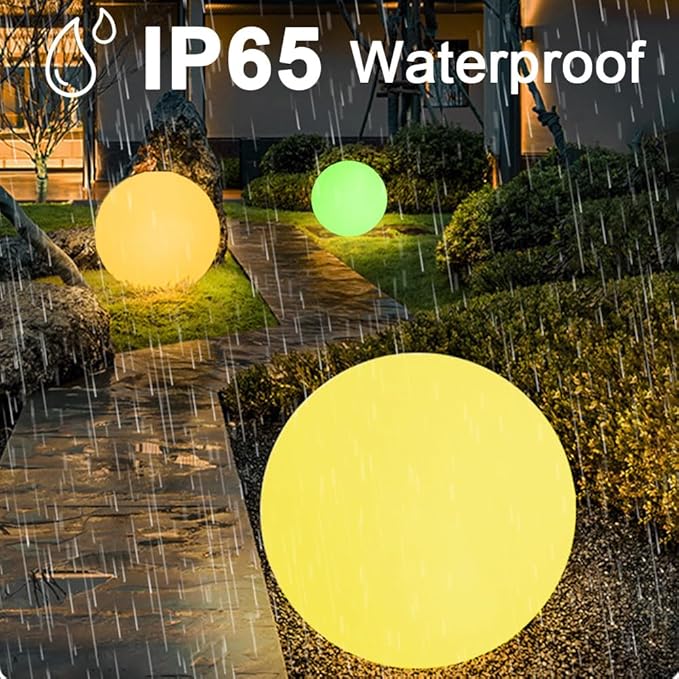 Large LED Glowing Ball Light, 20-in Outdoor LED Garden Orb Lights, Rechargeable Globe Lights RGB Color Changing Globe Floor Lamp Mood Lamp w/Remote, Waterproof Light Up Ball Light for Patio Lawn Decor