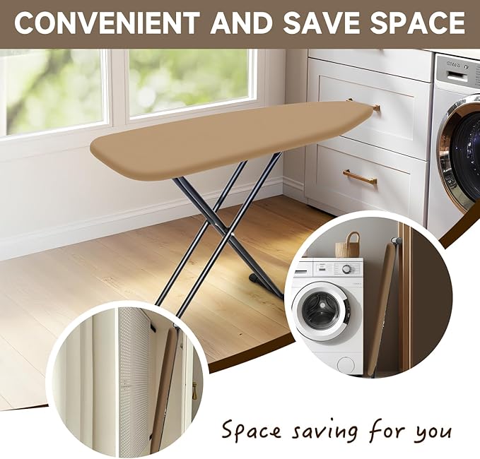 Ironing Board with Heat Resistant Cover, 43x13 Compact and Space Saver Iron Board,Height Adjustable,Easy to Fold,Stable Structure