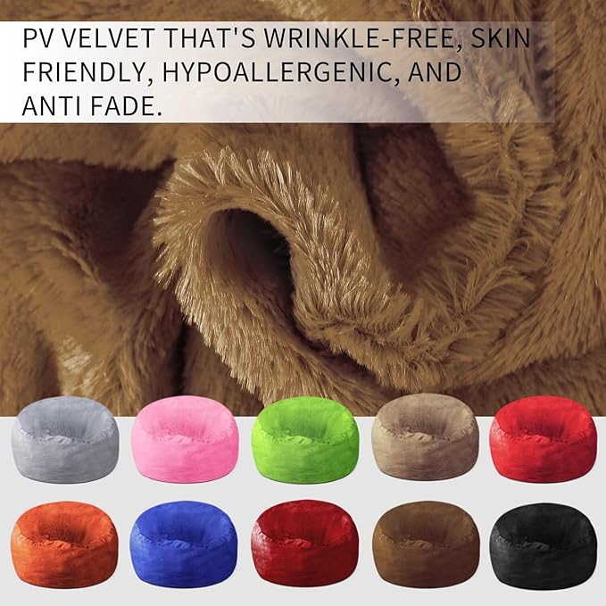 Bean Bag Chair for Adults 6FT,Soft Removable Cover for Teens/Girls Bedroom,Fluffy Giant Round Floor Beanbag Lounger Chairs (No Filler,Deep Coffee)