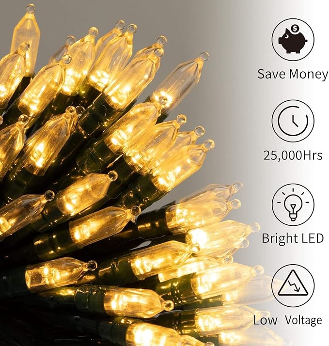 Battery Operated Christmas Lights 4 Pack 18 Feet 50 LED Clear Mini String Lights with 8 Modes Waterproof Tree Lights for Xmas Outdoor Indoor Holiday Party Garden Decor, Warm White