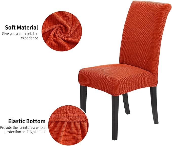 Joccun Chair Covers for Dining Room Set of 6,Dining Chair Slipcovers Stretch Dining Room Chair Covers Seat Protector,Parsons Chair Cover for Home,Hotel,Banquet(Pureed Pumpkin,6 Pack)