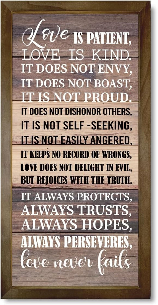 Love is Patient Love is Kind Wall Art, 1 Corinthians 13 Wall Art, God Walls Decor, Hanging Frame Bible Verses Walls Décor, Christian Gift