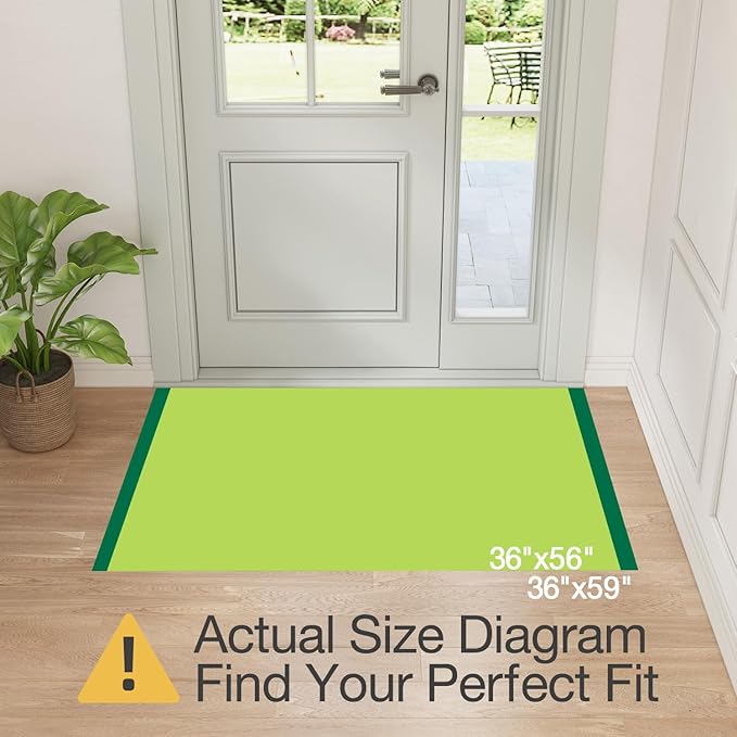 LUMI Ultra Thin Door Mat for Entryway,36"x56" Low Profile Non Slip Rubber Backing Indoor Doormat, Easy Clean Welcome Entrance Mat for Inside House, Patio, Beige