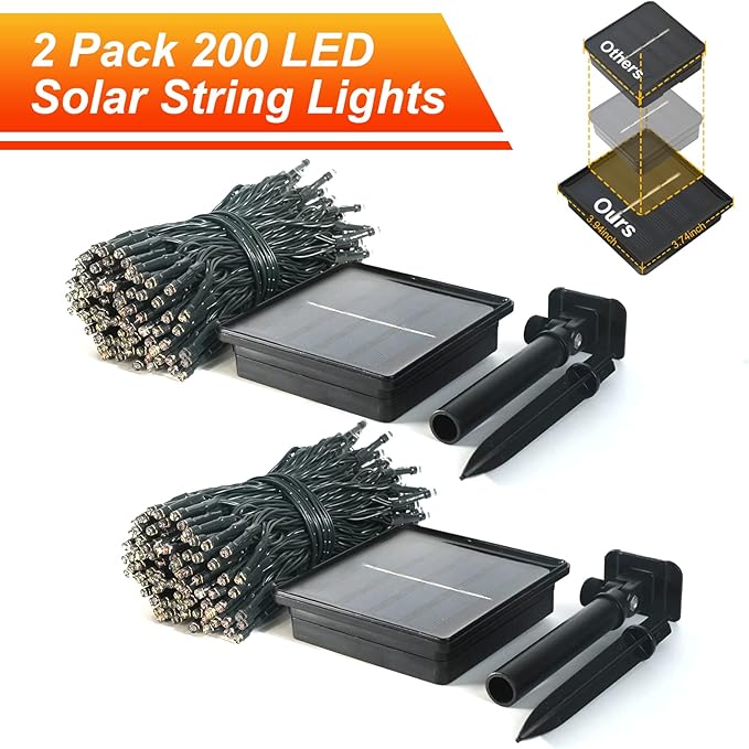 JMEXSUSS 2 Pack Halloween Solar Lights Outdoor, Total 400 LED 151FT Orange Solar Lights Outdoor Waterproof, 8 Modes Christmas String Light for Outside Tree Patio Yard Garden Halloween Decorations