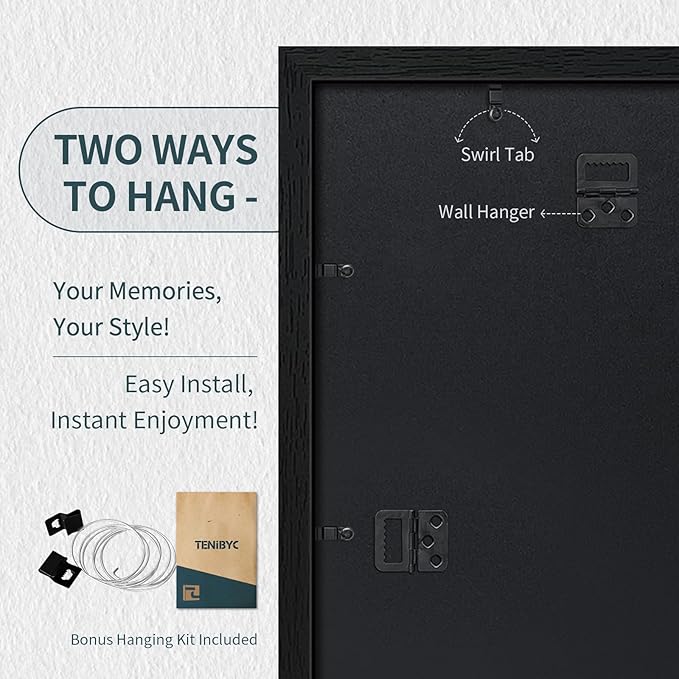 20x30 Poster Frame Set - 3 Pack, Textured Black Solid Wood Picture Frame, Wall Gallery Frame - Wall Hanging