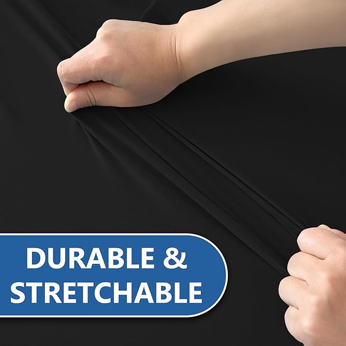 Fitted Tablecloth for 6 Foot Rectangle Tables-6 Pack Black Elastic Outdoor Picnic Table Cover-Spandex Stretch Folding Table Cloths 6 ft for Camping Dining Room Patio Kitchen Banquet Party