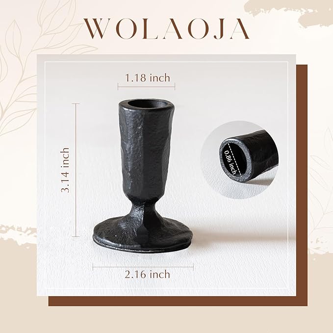 Candle Sticks Holder Decor, Set of 2 Vintage Black Candle Holders, Modern Decorative Tapered Candlestick Holders Centerpiece for Dining Table Centerpiece, Wedding, Party Decor