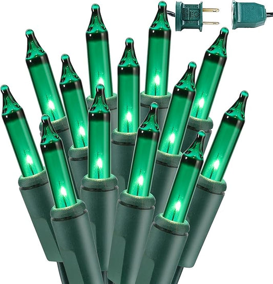 BrizLabs Christmas Lights, 69.6ft 300 Count Green String Lights, Connectable Incandescent Mini Light, 120V UL Certified Light String for Xmas Tree Indoor Outdoor St. Patrick's Day Party Decor