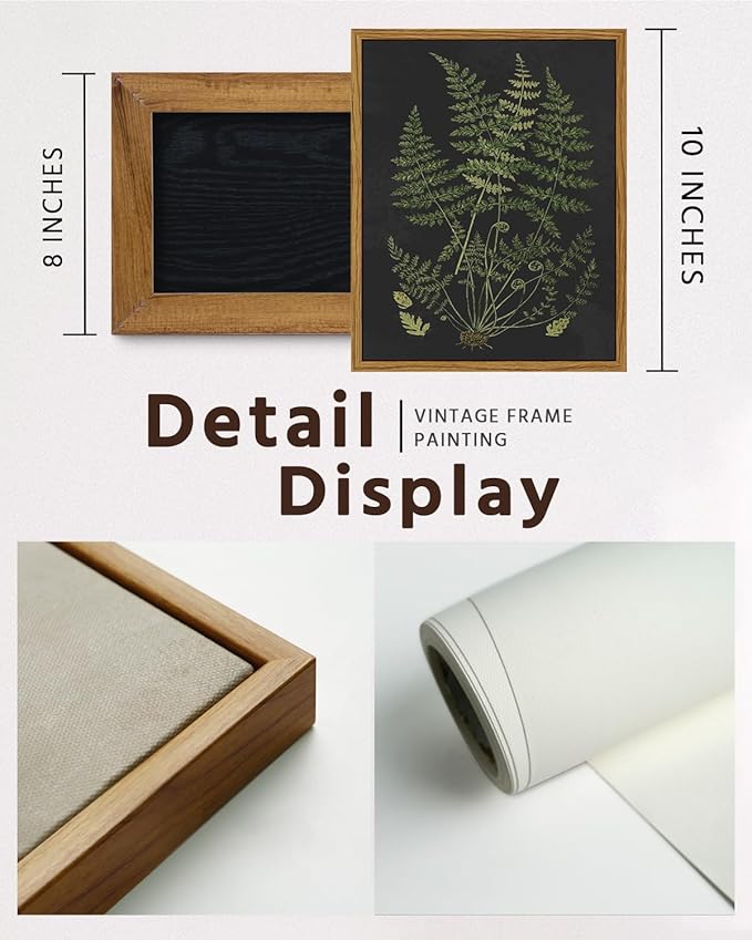 VIYYIEA Framed Canvas Wall Art Home Decor Minimalist Botanical Print Boho Pictures for Rustic Vintage Farmhouse Artwork Bedroom Bathroom House Decor Kitchen Wall Decor 8x10in 8x10in