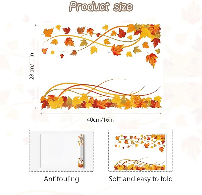 Paper Placemats Disposable 50 Pack Fall Thanksgiving Maple Leaf Placemats 16x 11 Inch Autumn Table Mats for Home Party Kitchen Dining Table Decoration
