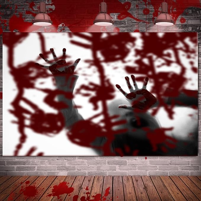 QGHOT Halloween Tapestry Wall Hanging, Scary Bloody Backdrop Horror Tapestry Blood Splatter Halloween Background Party Decorations for Bedroom College Dorm Wall Decor (90.6"x70.9")