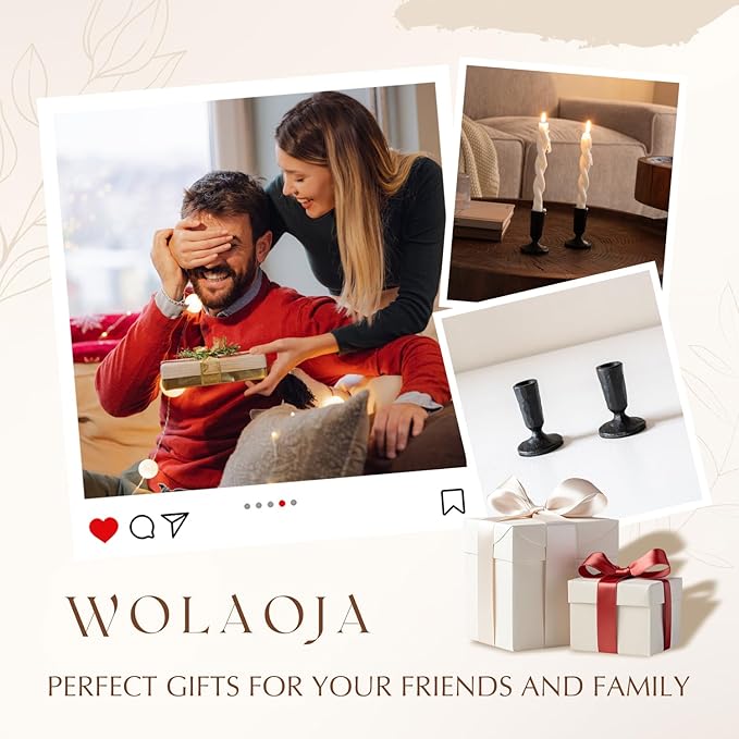 Candle Sticks Holder Decor, Set of 2 Vintage Black Candle Holders, Modern Decorative Tapered Candlestick Holders Centerpiece for Dining Table Centerpiece, Wedding, Party Decor