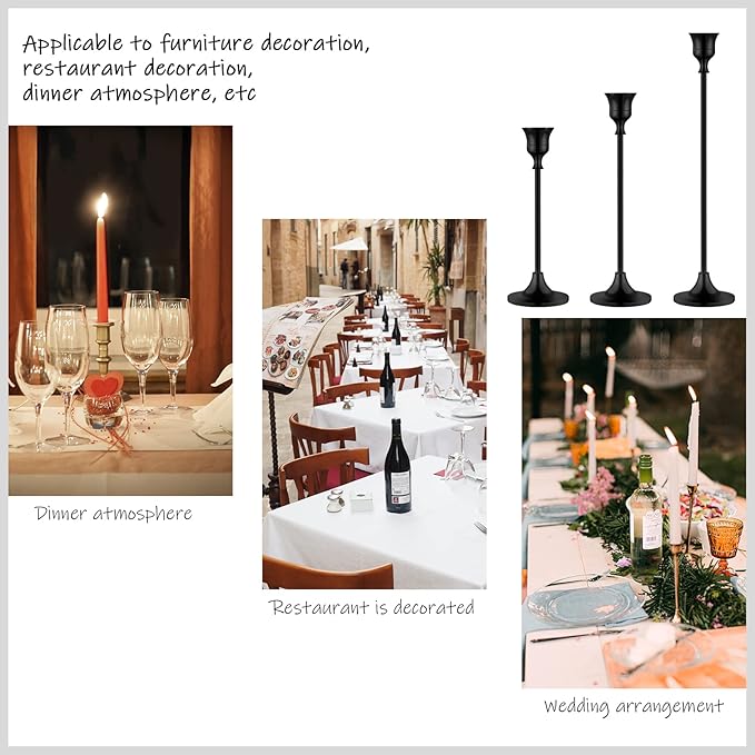 Vintage Black Candelabra Candle Holders for Fireplace & Dining