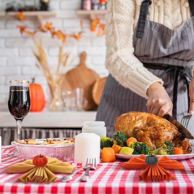 LemonRoad 12 Pcs Velvet Pumpkin Napkin Rings Bulk Fall Pumpkin Chic Napkin Holder Rings Buckle for Thanksgiving Day Xmas Holiday Birthday Anniversary Dinner Wedding Dining Table Decoration