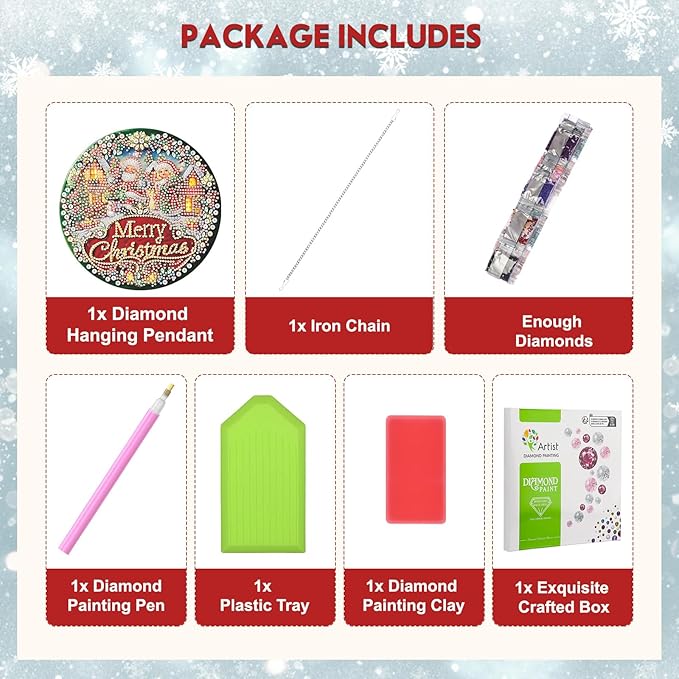 Diamond Art Hanging Kit for Adult, Merry Christmas, DIY Special Shaped Crystal Acrylic Diamond Art Painting Window Pendants, Santa Claus Sign, Diamond Painting Ornament for Home Garden Wall decor