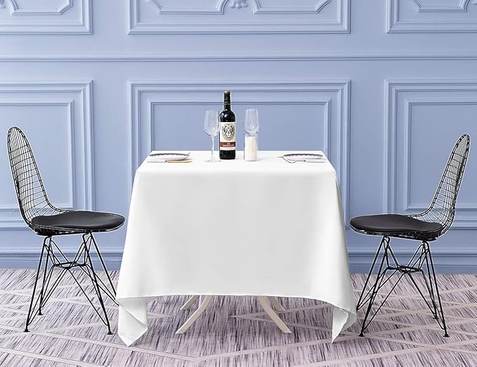 Surmente White Square Tablecloth-52x52 Inch Table Cloth for Small Square Tables,Washable Polyester Table Cover for Weddings, Banquets, or Restaurants
