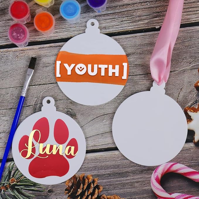 20pcs 4 Inch White Acrylic Christmas Ornaments Blanks - Unfinished Round Acrylic Ornaments for DIY Crafts & Hanging Decorations