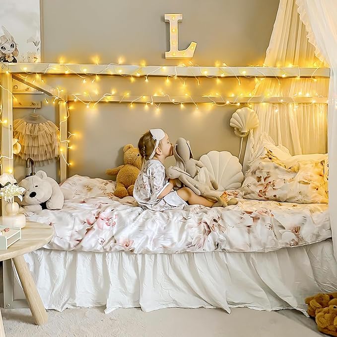 JMEXSUSS Connectable Warm White String Lights Indoor Bedroom, 8 Modes Christmas String Light Plug in Christmas Tree Lights, 33ft 100 LED Fairy Twinkle Light Outdoor for Home Garden Xmas Tree Decor