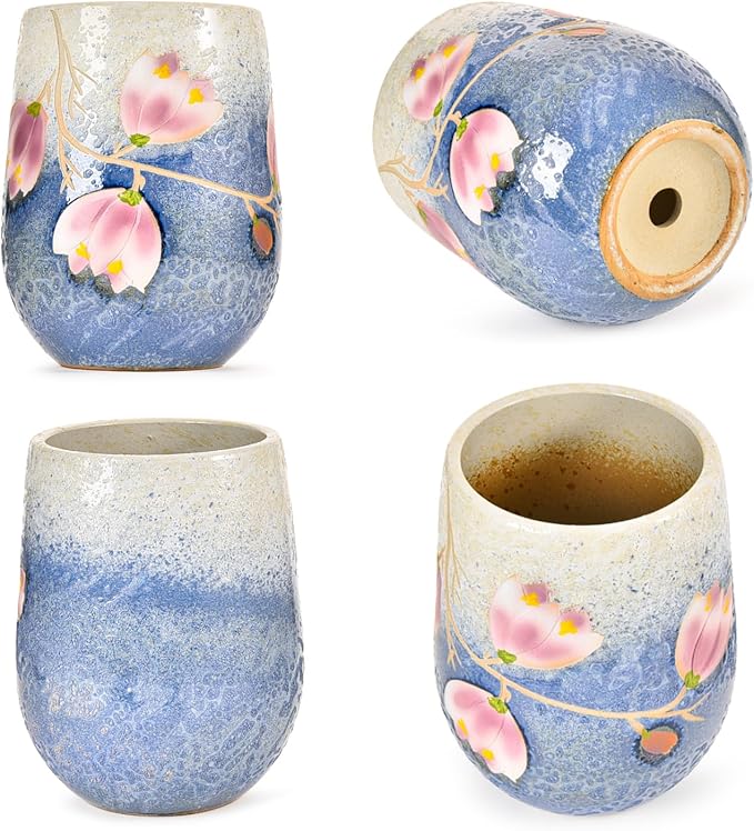 Sungmor 10.6 Inch Ceramic Succulent Plant Pot with Drainage Hole, Hand Painted Flower Pots for Plants, Unique Texture Decorative Planter for Indoor and Outdoor, Pottery Vase for Home Office Decor