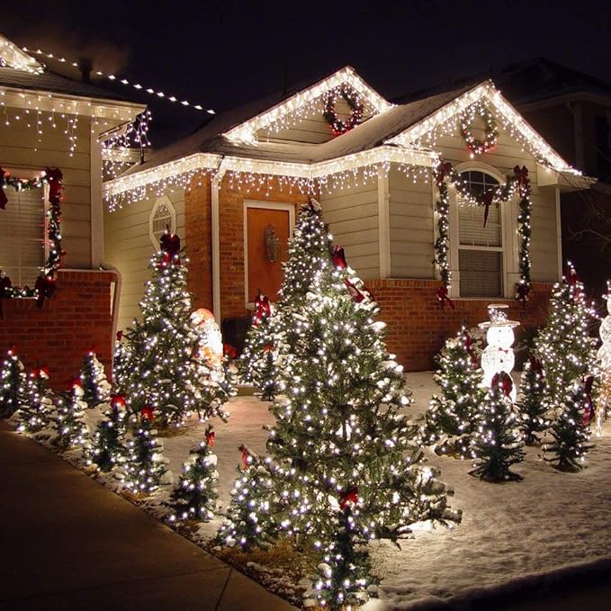 Brizled Christmas Tree Lights, 2 Pack 33ft 100 LED Christmas Lights, 120V UL Certified Connectable Xmas Light Indoor Outdoor, Clear Mini Light for Xmas, Tree, Home, Holiday, Green Wire, Bright White